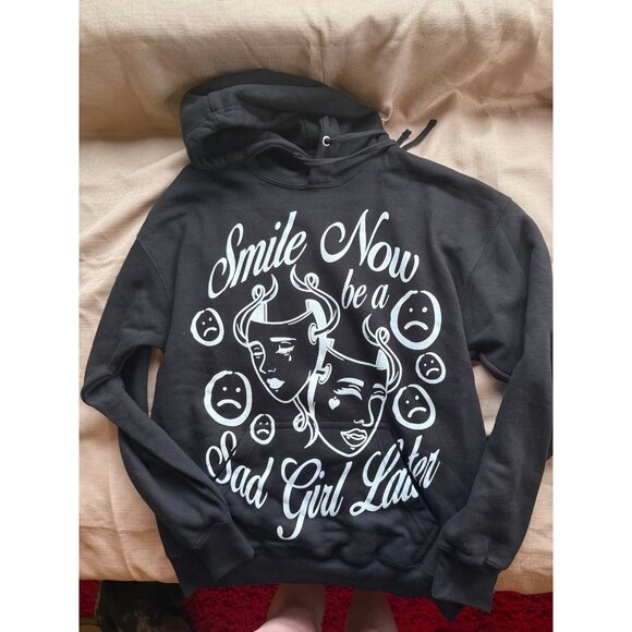 Smile Now Be A Sad Girl Later - Black Hoodie - Size Large (L) - Picture 1 of 3